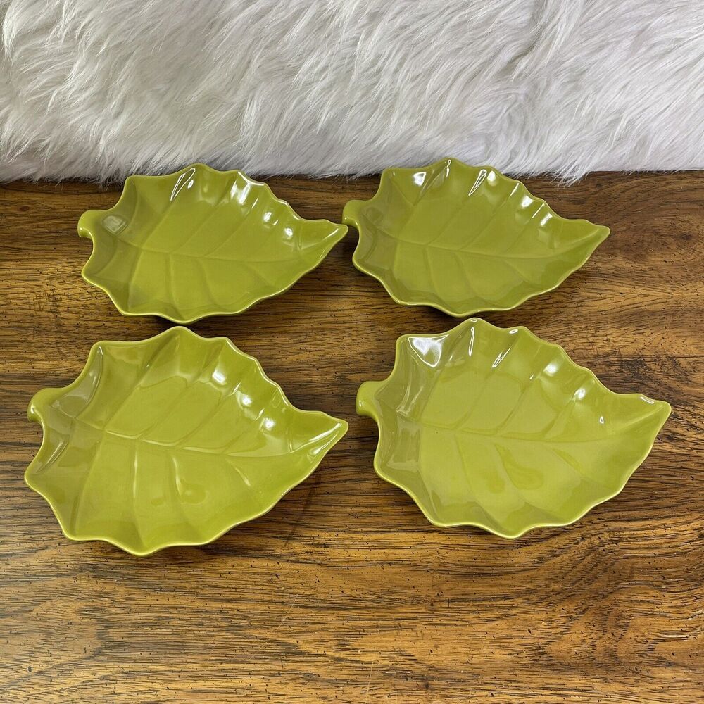 BIA Plates Appitzer Set‎ of 4 Fall Leaves Condiment Dishes Leaf Autumn Oven Safe